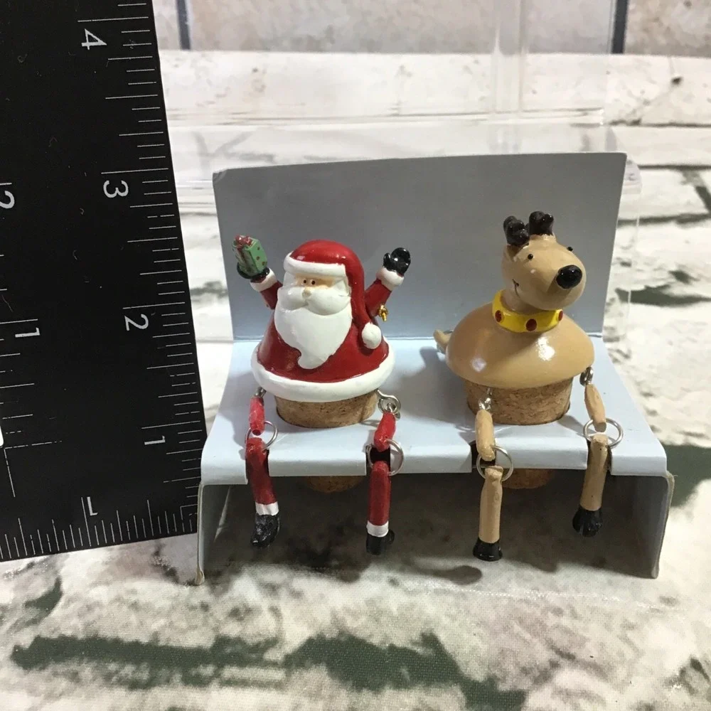 North Pole Pals Santa And Reindeer Bottle Stoppers Set Holiday Decor